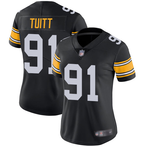 Women Pittsburgh Steelers Football #91 Limited Black Stephon Tuitt Alternate Vapor Untouchable Nike NFL Jersey